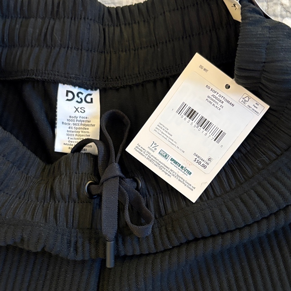 DSG So Soft Ottoman Ribbed Joggers ~ Size XS ~ Pure Black - Picture 2 of 8
